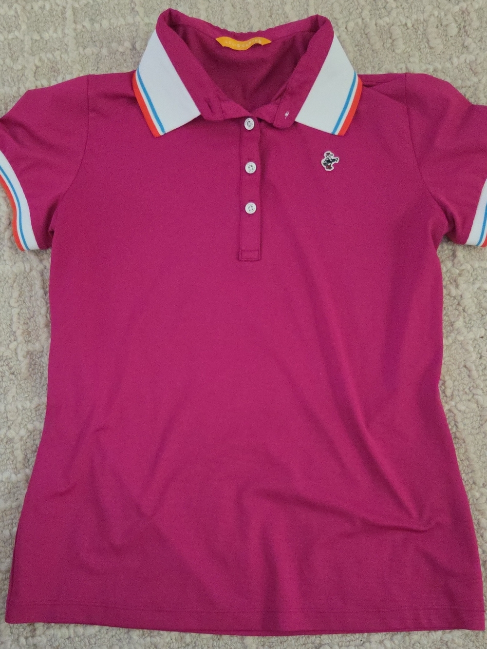 Louis Castel Magenta Golf Polo Shirt with Striped Collar, 95/S